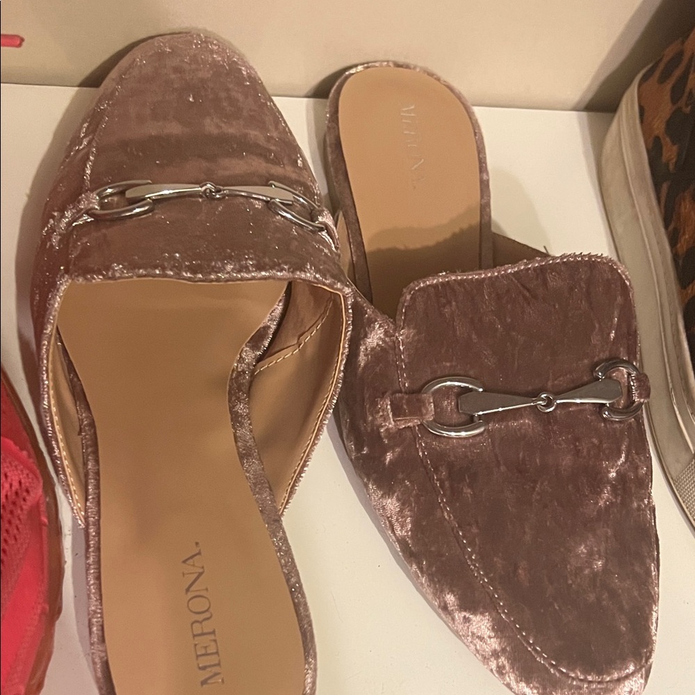 Merona Women's Velvet Mules - light pink with silver horsebits